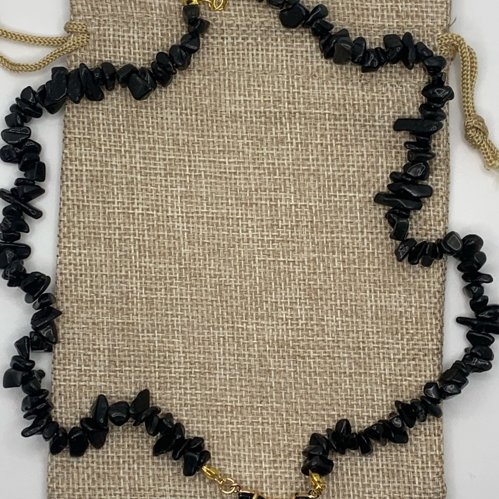 Black Obsidian Butterfly Necklace Crystal Butterfly Necklace Black Butterfly - Picture 3 of 3